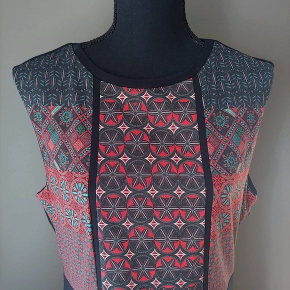 [SOLD] Desigual Birmania Woven Sleeveless Geometric Design Shift Dress - Picture 4 of 16